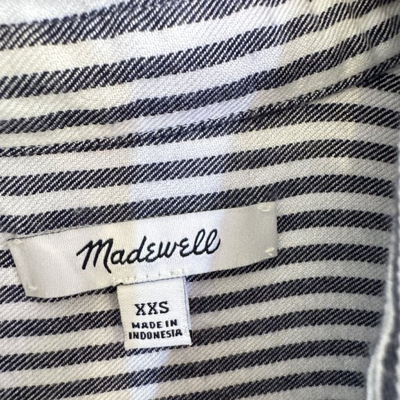 Madewell Womens Central Drapey Gray Striped Button Down Collared Shirt Size XXS - Picture 5 of 9